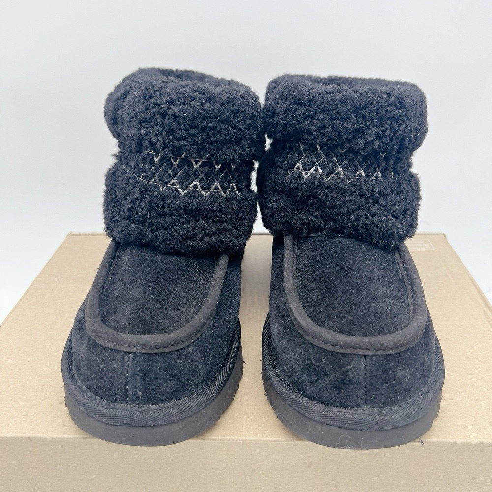 UGG Classic Mini Braid Sheepskin Ankle Boots Fur Black Womens US 5 EU 36 - Picture 5 of 12